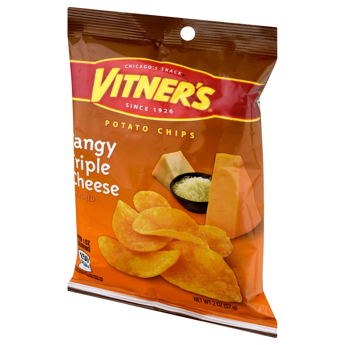 slide 13 of 13, Vitner's Tangy Triple Cheese Flavored Potato Chips 2 oz, 2 oz
