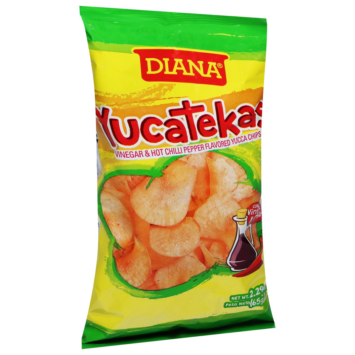 slide 11 of 13, Diana Yucatekas Vinegar & Hot Chilli Pepper Flavored Yucca Chips 2.29 oz, 2.29 oz