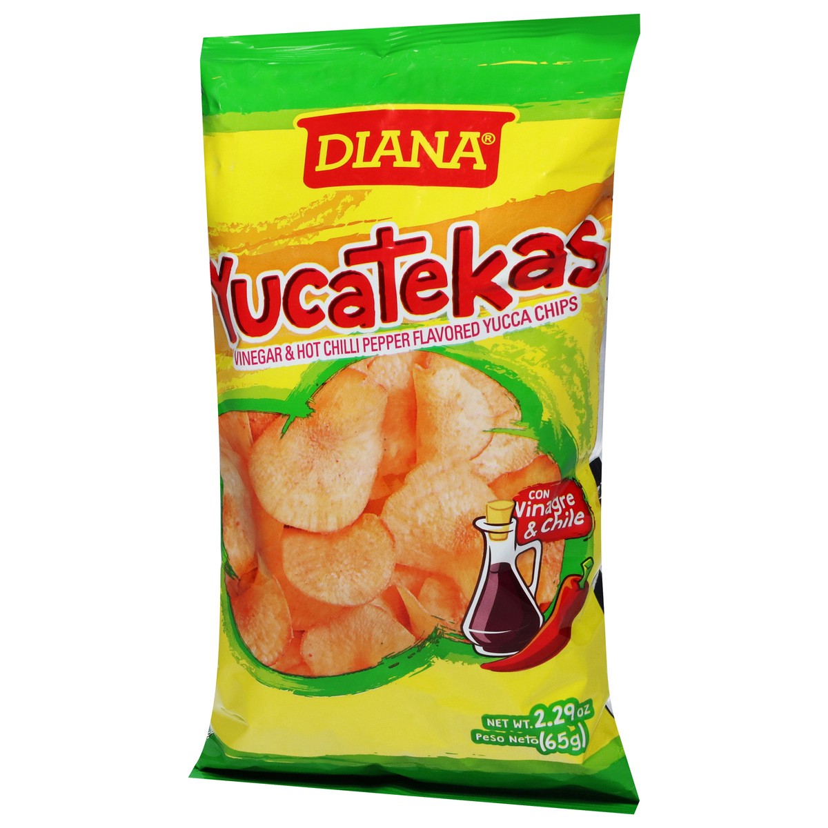 slide 2 of 13, Diana Yucatekas Vinegar & Hot Chilli Pepper Flavored Yucca Chips 2.29 oz, 2.29 oz