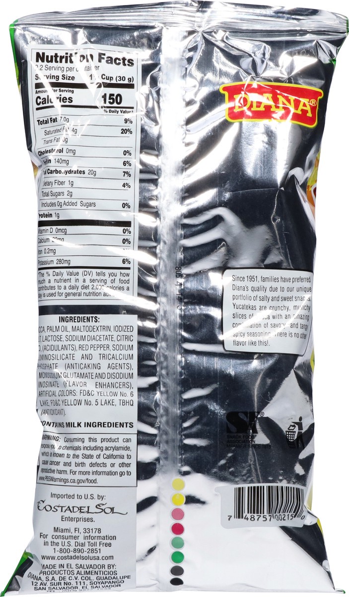 slide 5 of 13, Diana Yucatekas Vinegar & Hot Chilli Pepper Flavored Yucca Chips 2.29 oz, 2.29 oz