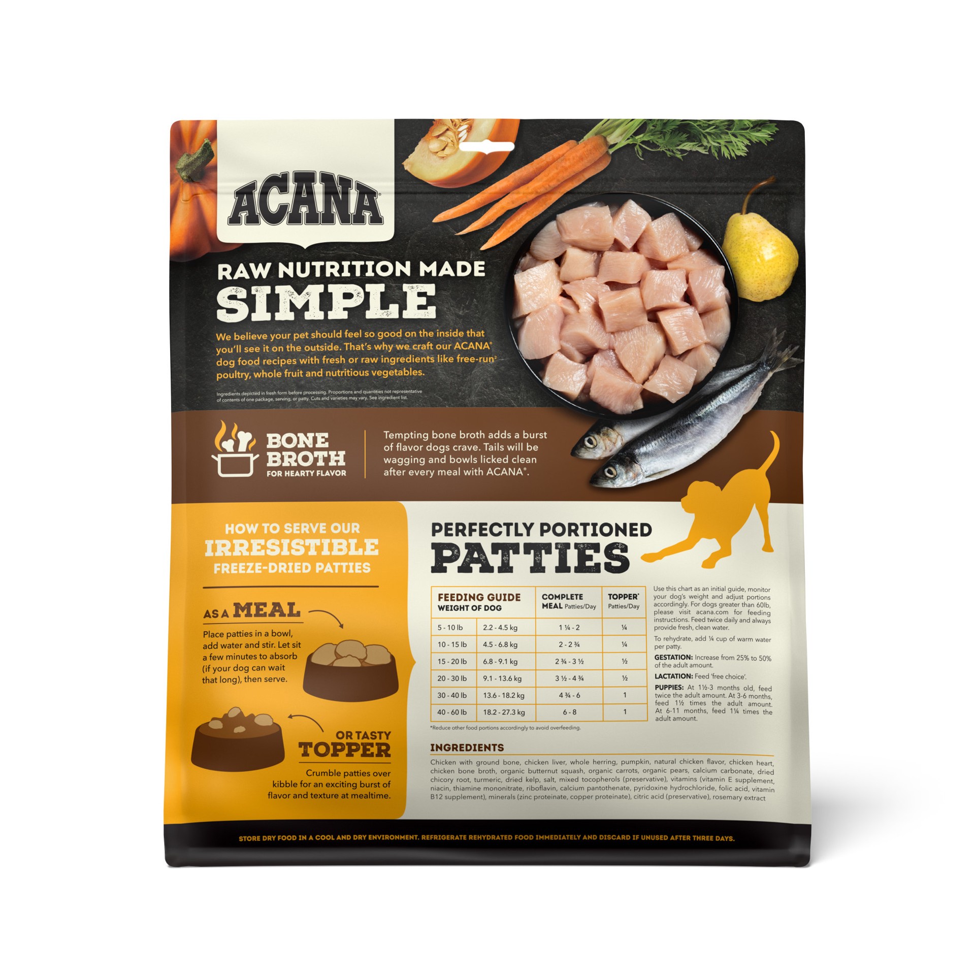 slide 2 of 3, ACANA Freeze-Dried Food Patties Free-Run Chicken Recipe 14OZ, 14 oz