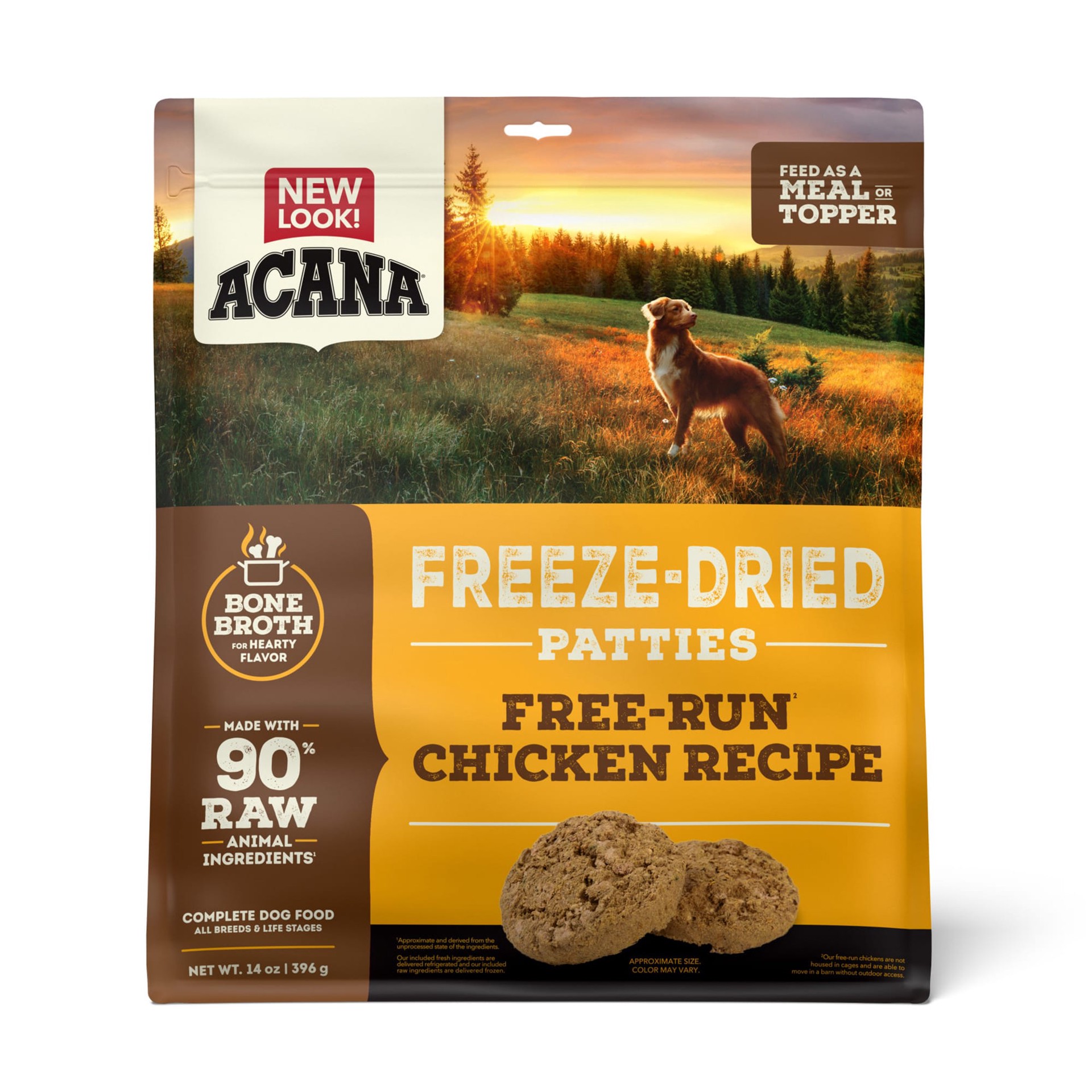 slide 1 of 3, ACANA Freeze-Dried Food Patties Free-Run Chicken Recipe 14OZ, 14 oz