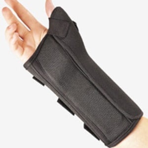 slide 1 of 1, FLA Orthopedics Pro-Lite Wrist Splint W/ Abducted Thumb, Left, Black Md, 1 ct