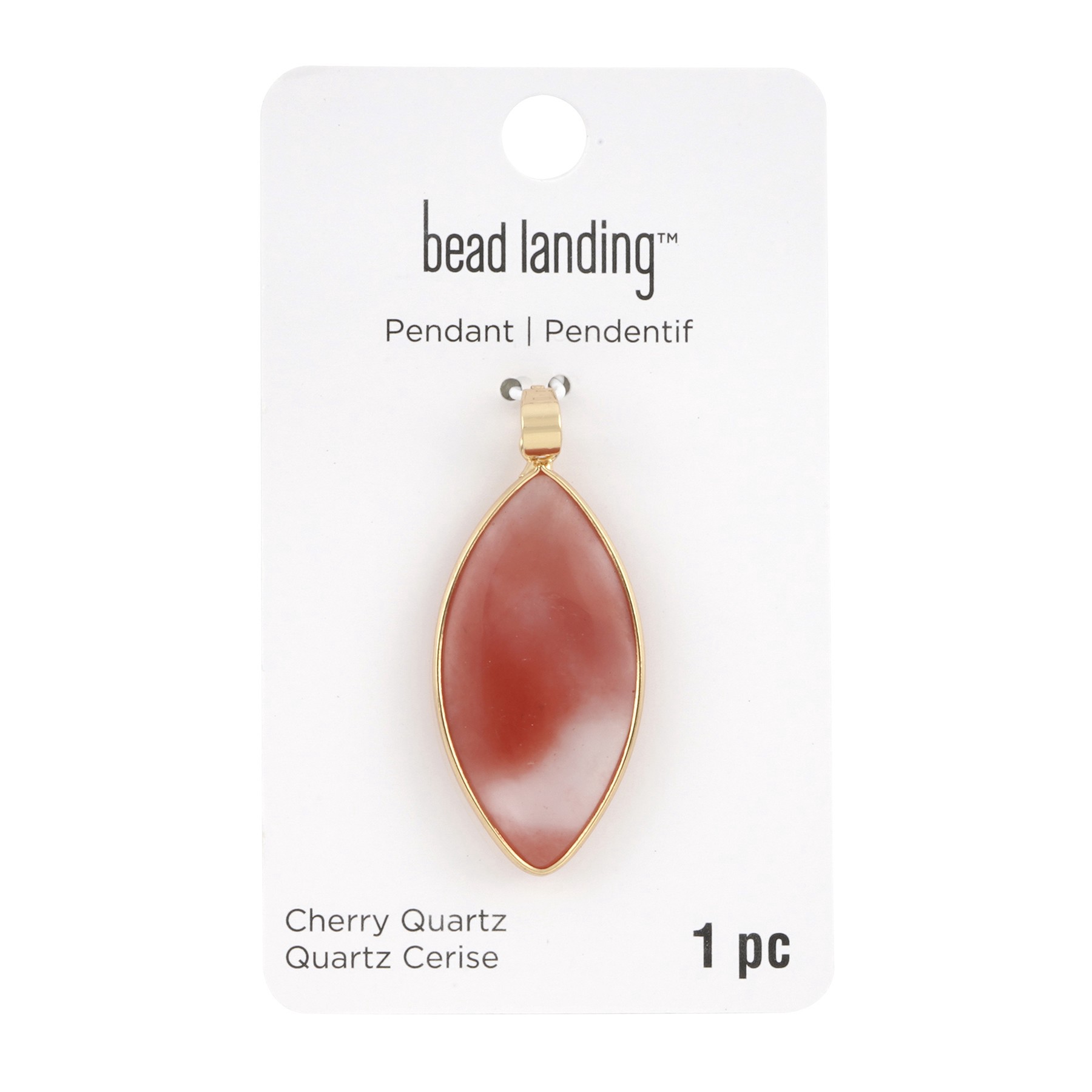 slide 3 of 3, Cherry Quartz Marquise Pendant By Bead Landing, 40mm x 21mm