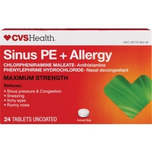 slide 1 of 1, CVS Health Maximum Strength Sinus & Allergy Tablets, 24 ct