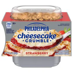 Philadelphia Cheesecake Crumble Dessert, 2 Pack, for Easy Desserts and On-the-Go Snacking, Strawberry, No Artificial Preservatives, Flavors or Dyes, 6.6 oz