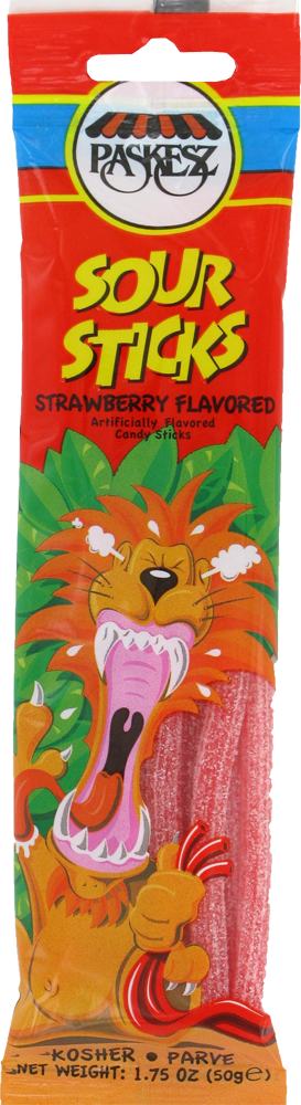 slide 1 of 1, Paskesz Sour Stix Strawberry, 1 ct