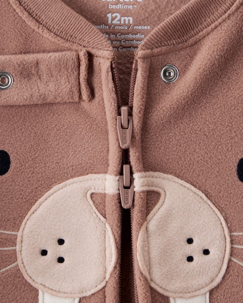 slide 4 of 4, Carter's Carters Toddler Boy Walrus Loose Fit Long-Sleeve 2-Way Zip 1-Piece Pajamas - Brown Brown 5T, 1 ct
