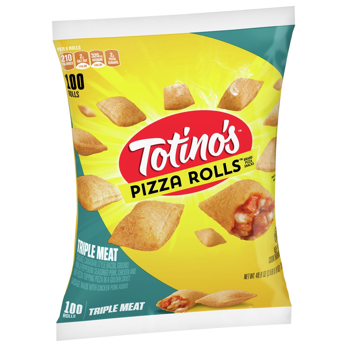 slide 2 of 9, Totino's Pizza Rolls, Triple Meat, Frozen Snacks, 48.85 oz, 100 ct, 100 ct