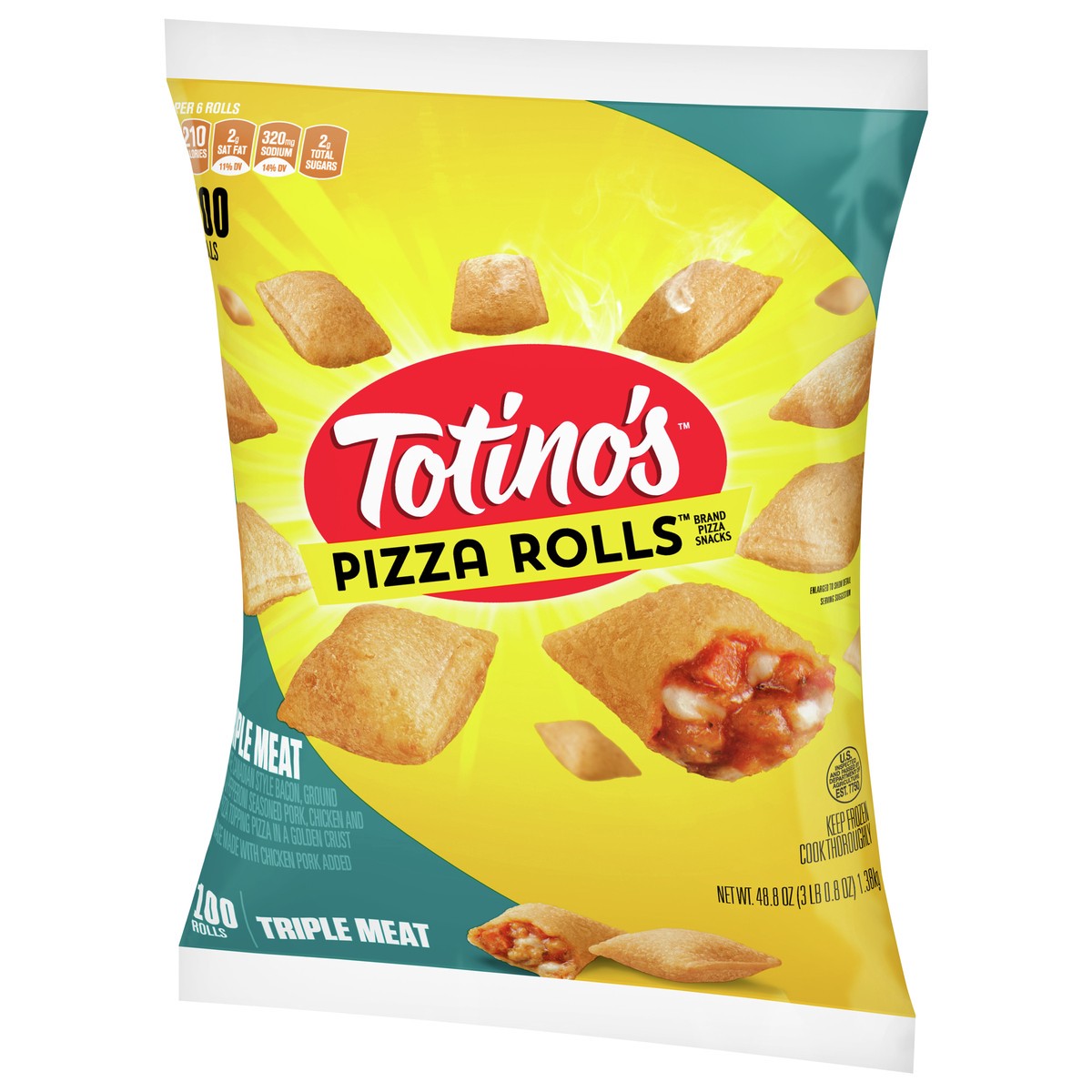 slide 8 of 9, Totino's Pizza Rolls, Triple Meat, Frozen Snacks, 48.85 oz, 100 ct, 100 ct