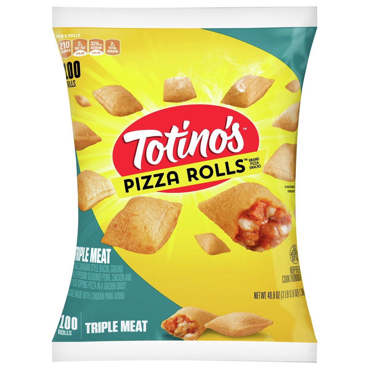 slide 1 of 9, Totino's Pizza Rolls, Triple Meat, Frozen Snacks, 48.85 oz, 100 ct, 100 ct