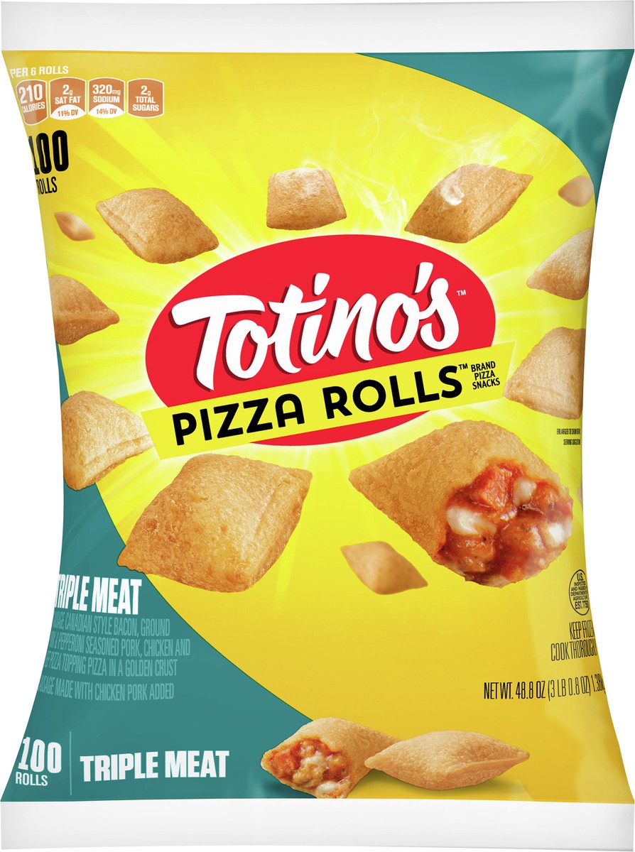 slide 5 of 9, Totino's Pizza Rolls, Triple Meat, Frozen Snacks, 48.85 oz, 100 ct, 100 ct