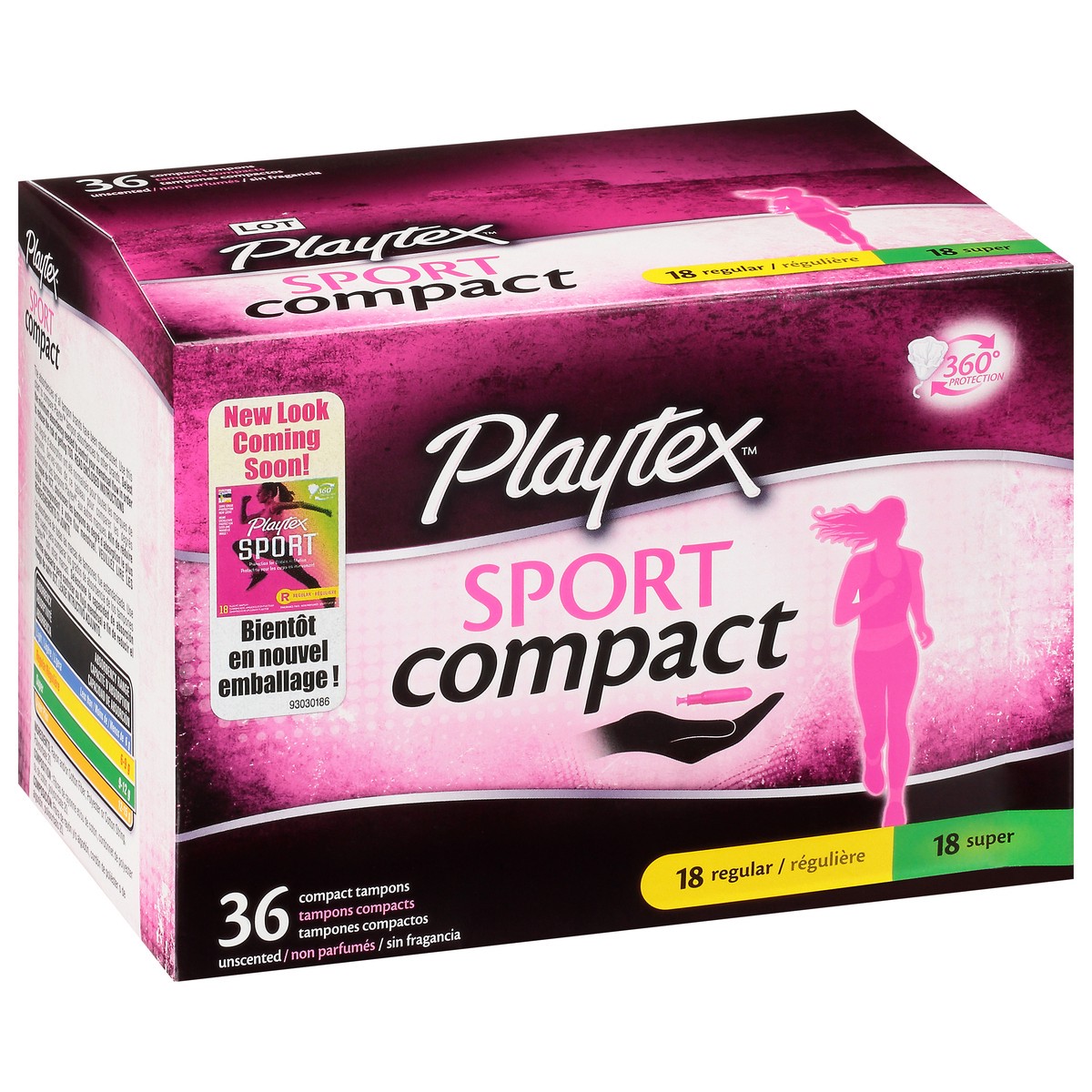 slide 2 of 9, Playtex Sport Regular/Super Compact Unscented Tampons 36 tampons 36 ea Box, 36 ct