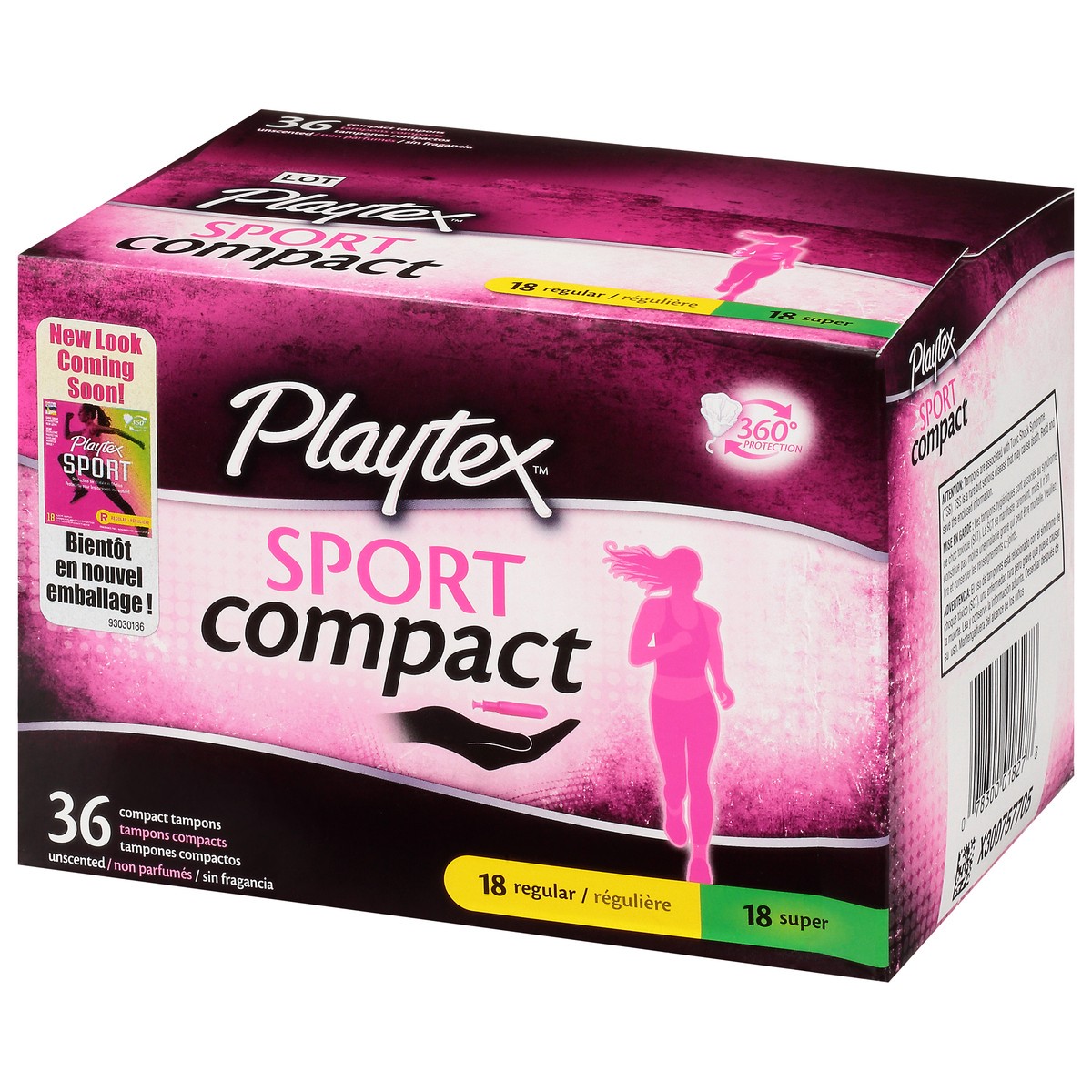 slide 3 of 9, Playtex Sport Regular/Super Compact Unscented Tampons 36 tampons 36 ea Box, 36 ct