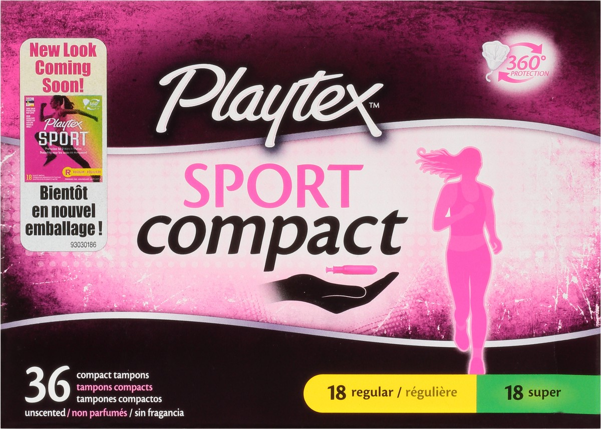 slide 6 of 9, Playtex Sport Regular/Super Compact Unscented Tampons 36 tampons 36 ea Box, 36 ct