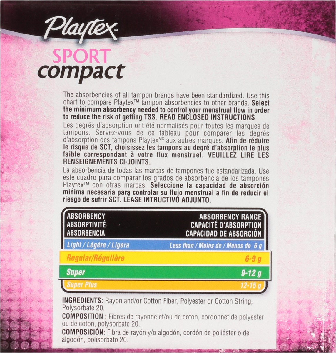 slide 7 of 9, Playtex Sport Regular/Super Compact Unscented Tampons 36 tampons 36 ea Box, 36 ct