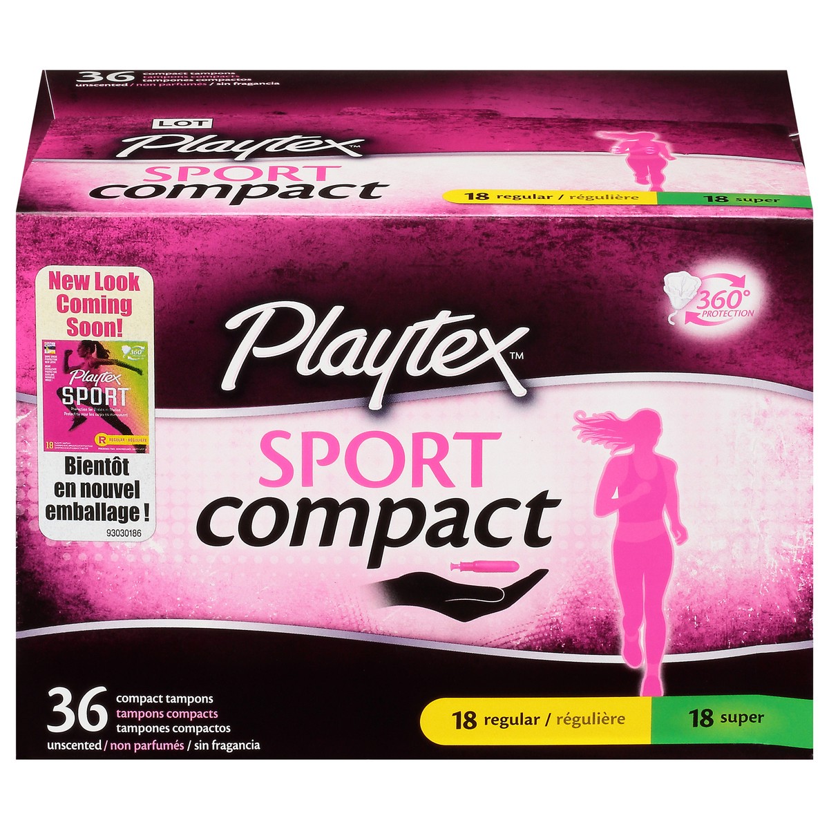 slide 1 of 9, Playtex Sport Regular/Super Compact Unscented Tampons 36 tampons 36 ea Box, 36 ct