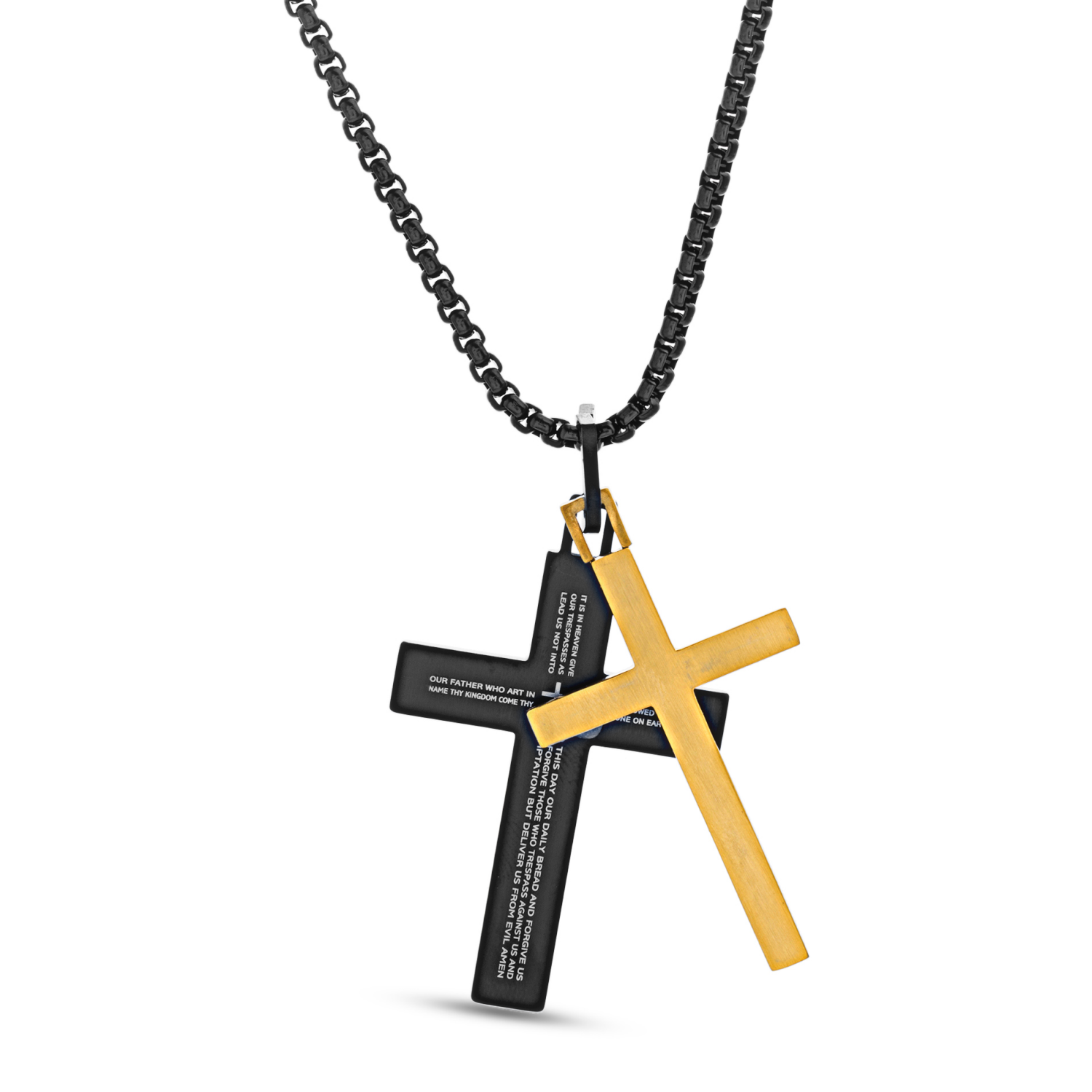 slide 1 of 2, Vantage Neck 2Crosses Prayer Blk/Gld Nns599908Tab, One Size
