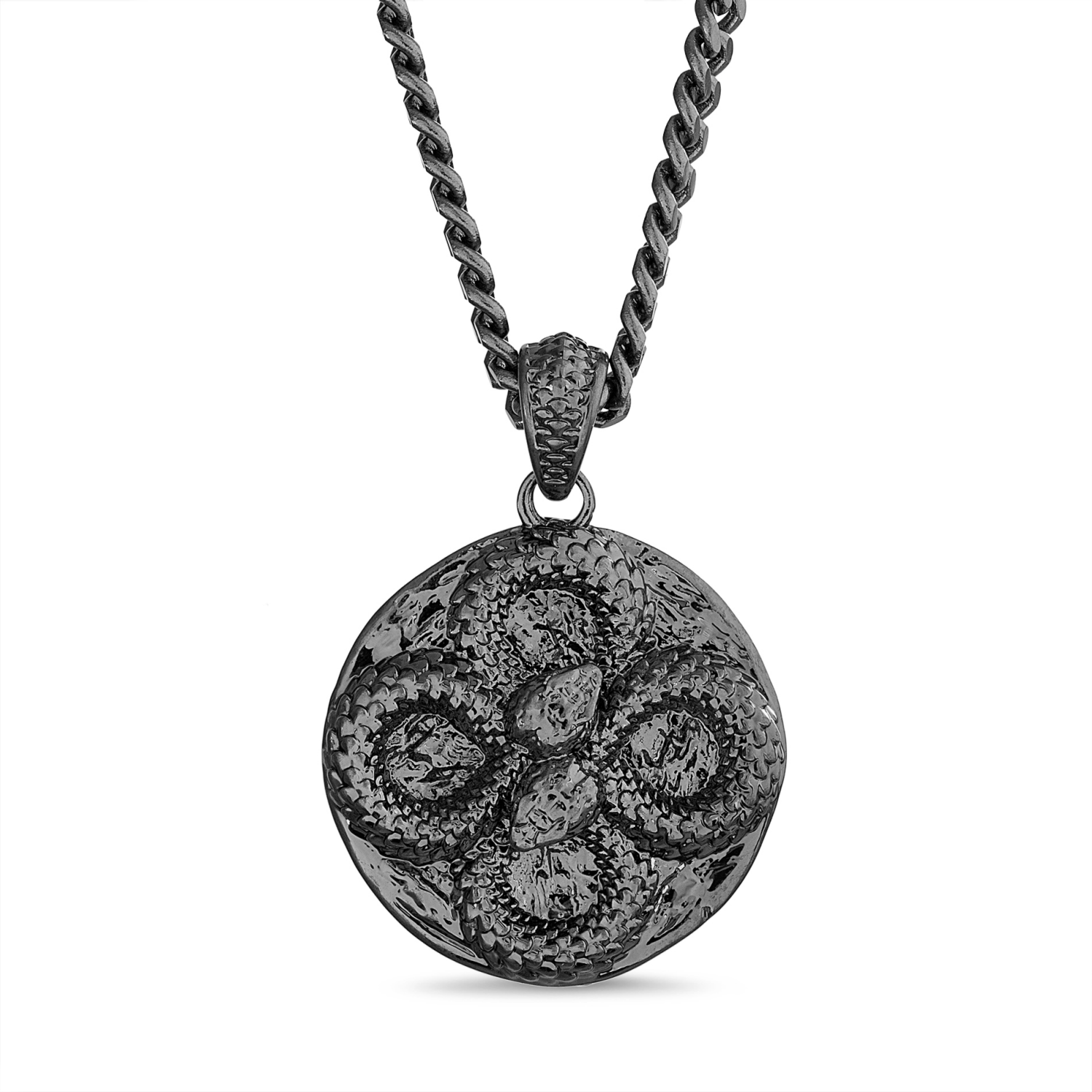 slide 1 of 1, Vantage Men's STS Snake Pendant Necklace, Burned Silver, 22", One Size