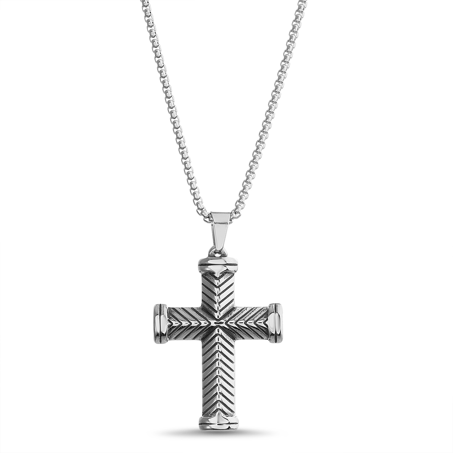 slide 1 of 1, Vantage Men's STS Textured Cross Necklace, Oxidized, 22", One Size