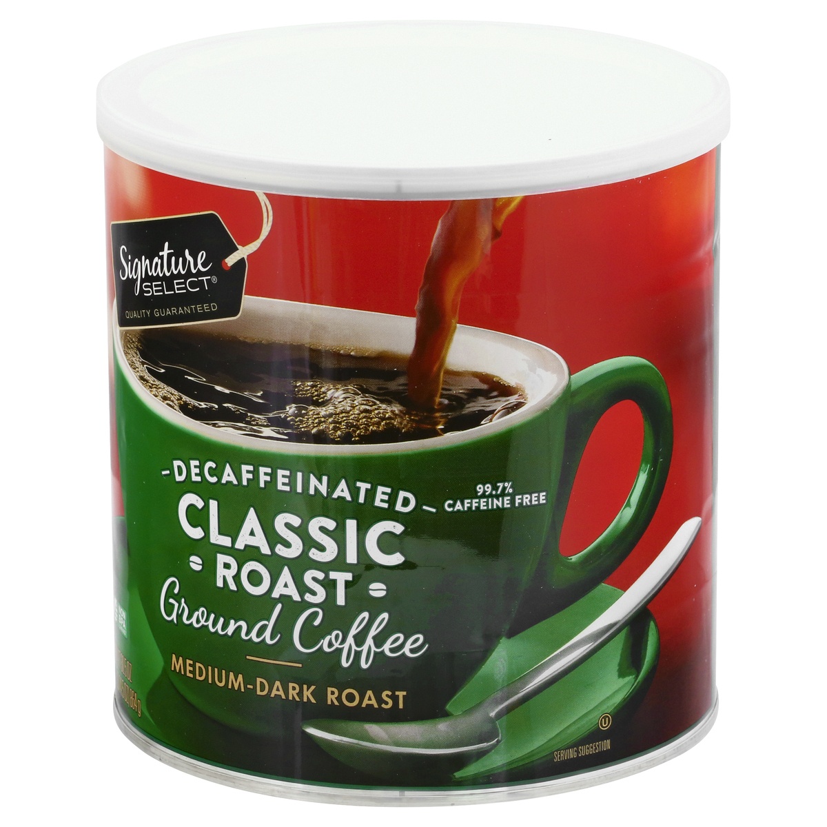 slide 3 of 9, Signature Select Decaffeinated Medium-Dark Roast Ground Classic Roast Coffee 30.5 oz, 