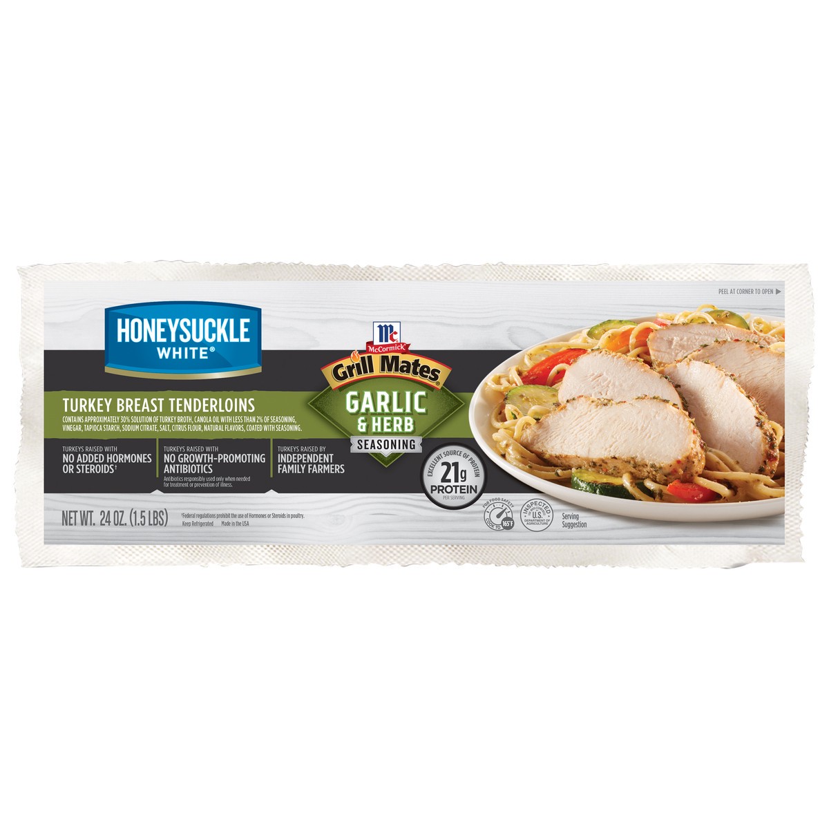 slide 1 of 6, Honeysuckle White McCormick Grill Mates Garlic & Herb Seasoning Turkey Breast Tenderloins, 24 oz
