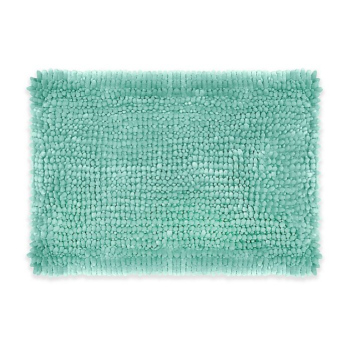 slide 1 of 4, Laura Ashley Butter Chenille Bath Rug - Aqua, 17 in x 24 in