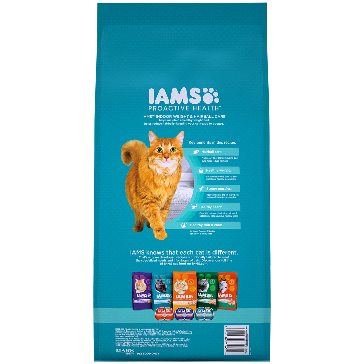 slide 3 of 11, Iams Proactive Health Adult Indoor Weight Control & Hairball Care Dry Cat Food With Chicken & Turkey Cat Kibble, 7 lb