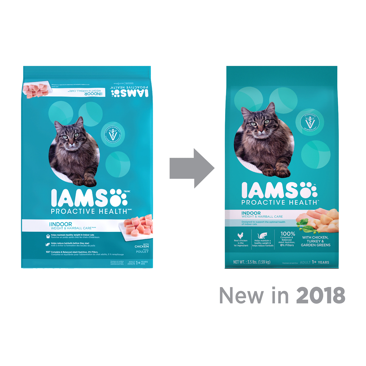 slide 9 of 11, Iams Proactive Health Adult Indoor Weight Control & Hairball Care Dry Cat Food With Chicken & Turkey Cat Kibble, 7 lb