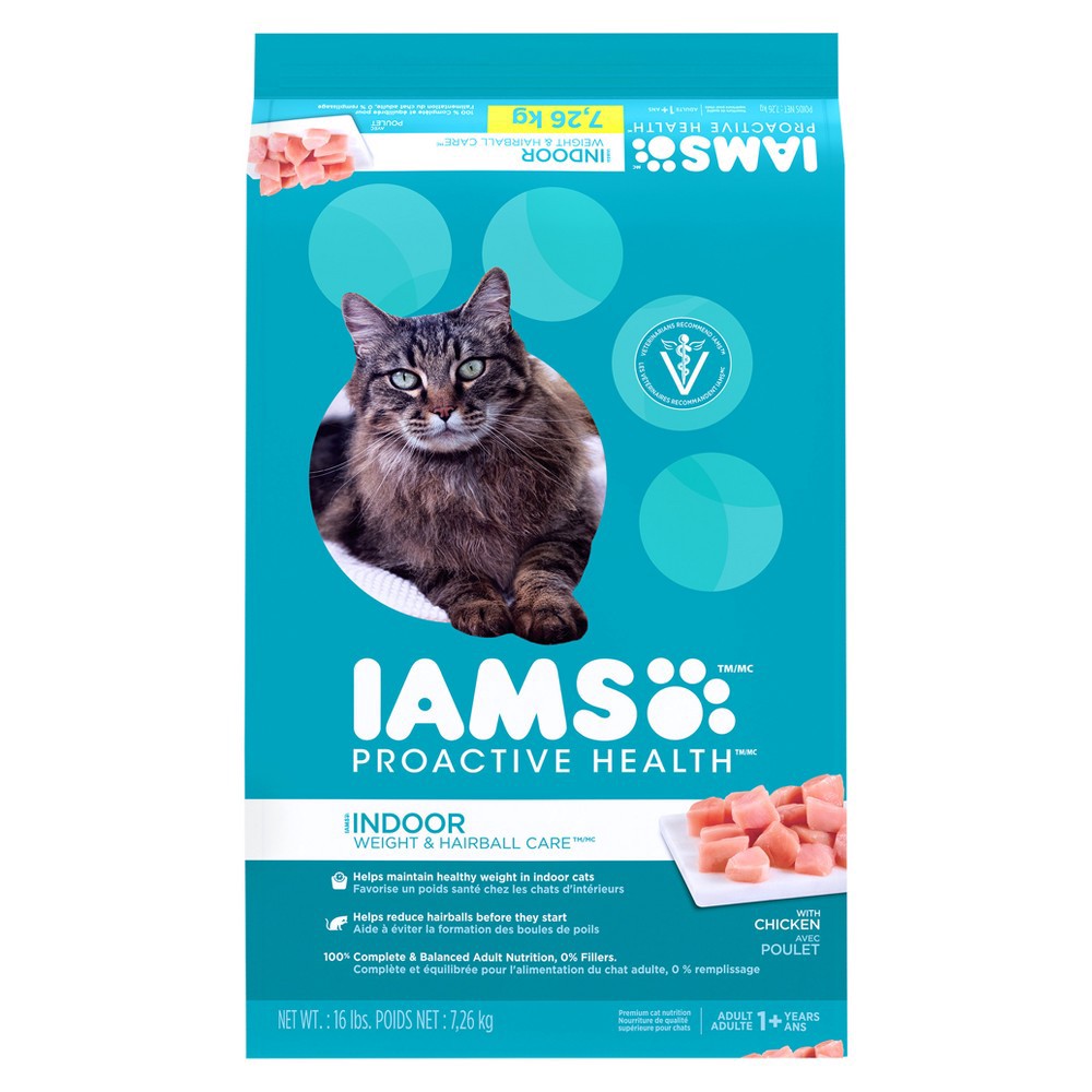 slide 6 of 11, Iams Proactive Health Adult Indoor Weight Control & Hairball Care Dry Cat Food With Chicken & Turkey Cat Kibble, 7 lb