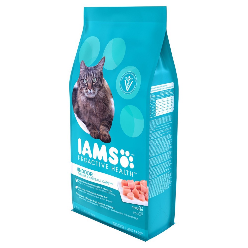 slide 7 of 11, Iams Proactive Health Adult Indoor Weight Control & Hairball Care Dry Cat Food With Chicken & Turkey Cat Kibble, 7 lb