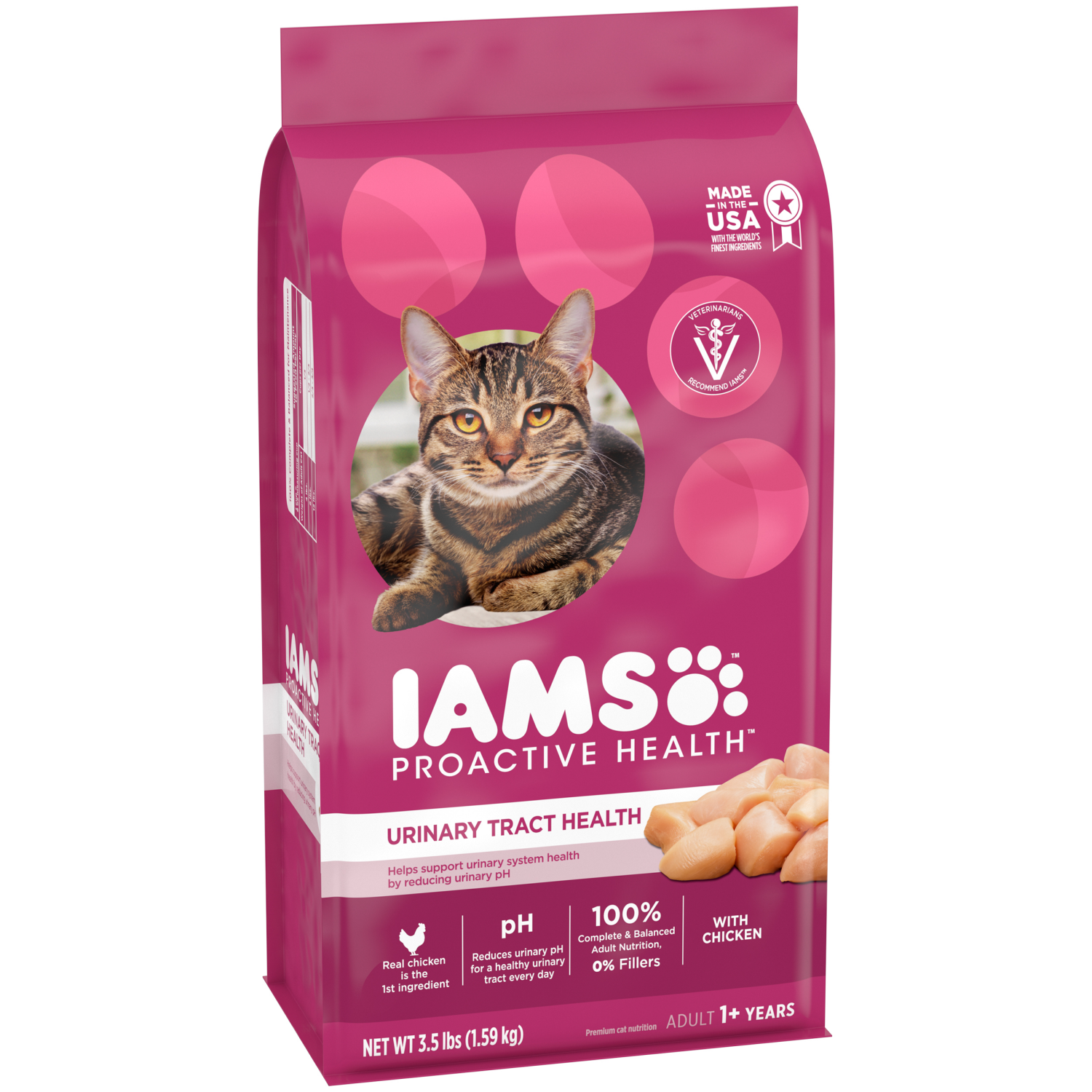 slide 4 of 8, IAMS PROACTIVE HEALTH Adult Urinary Tract Healthy Dry Cat Food with Chicken, 3.5 lb. Bag, 56 oz