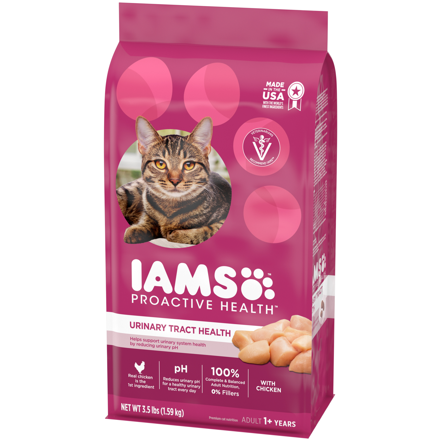 slide 5 of 8, IAMS PROACTIVE HEALTH Adult Urinary Tract Healthy Dry Cat Food with Chicken, 3.5 lb. Bag, 56 oz