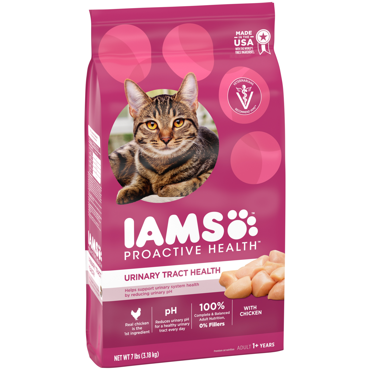 slide 4 of 8, IAMS ProActive Health Adult Urinary Tract Healthy Dry Cat Food with Chicken Cat Kibble, 7 lbs., 7 lb