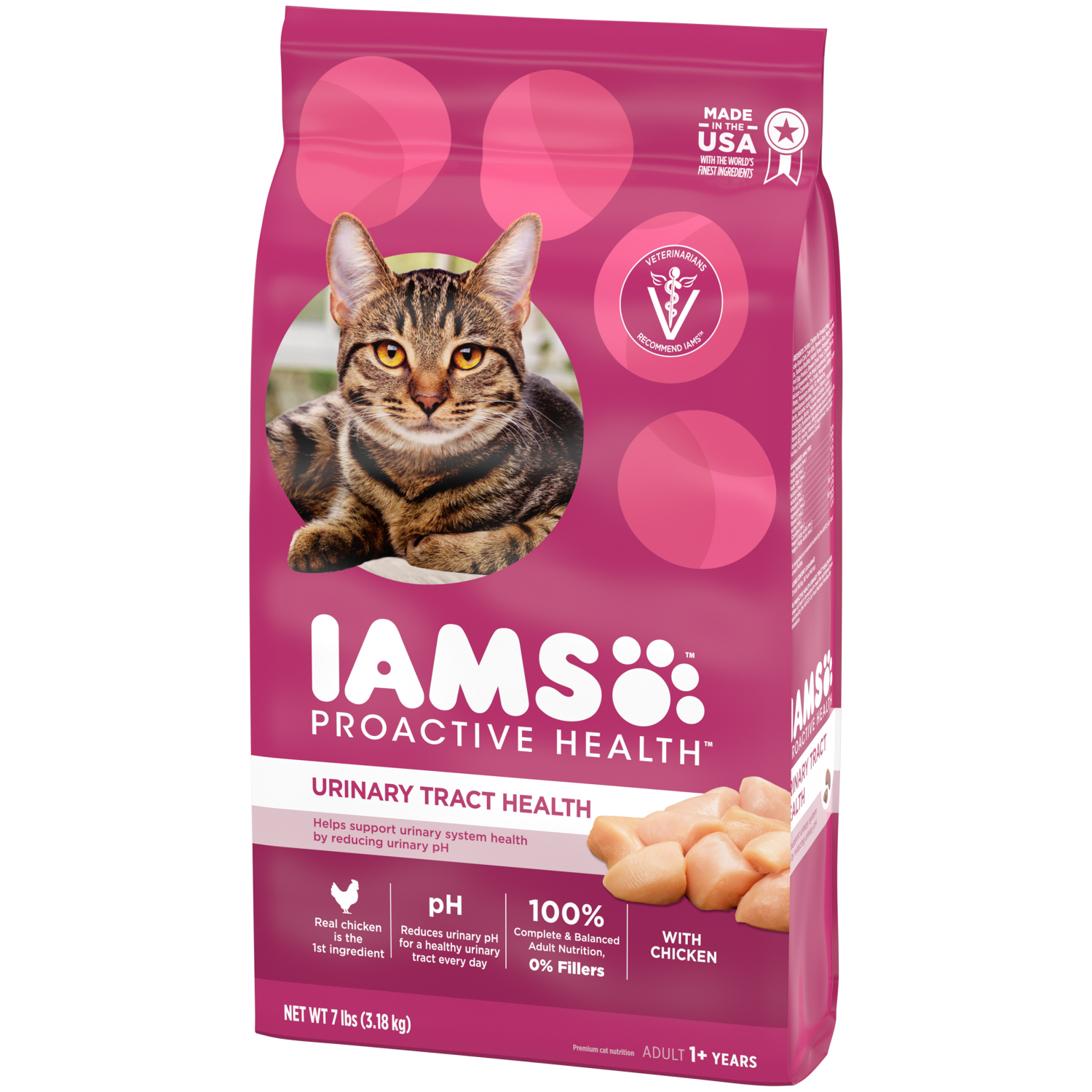 slide 5 of 8, IAMS ProActive Health Adult Urinary Tract Healthy Dry Cat Food with Chicken Cat Kibble, 7 lbs., 7 lb
