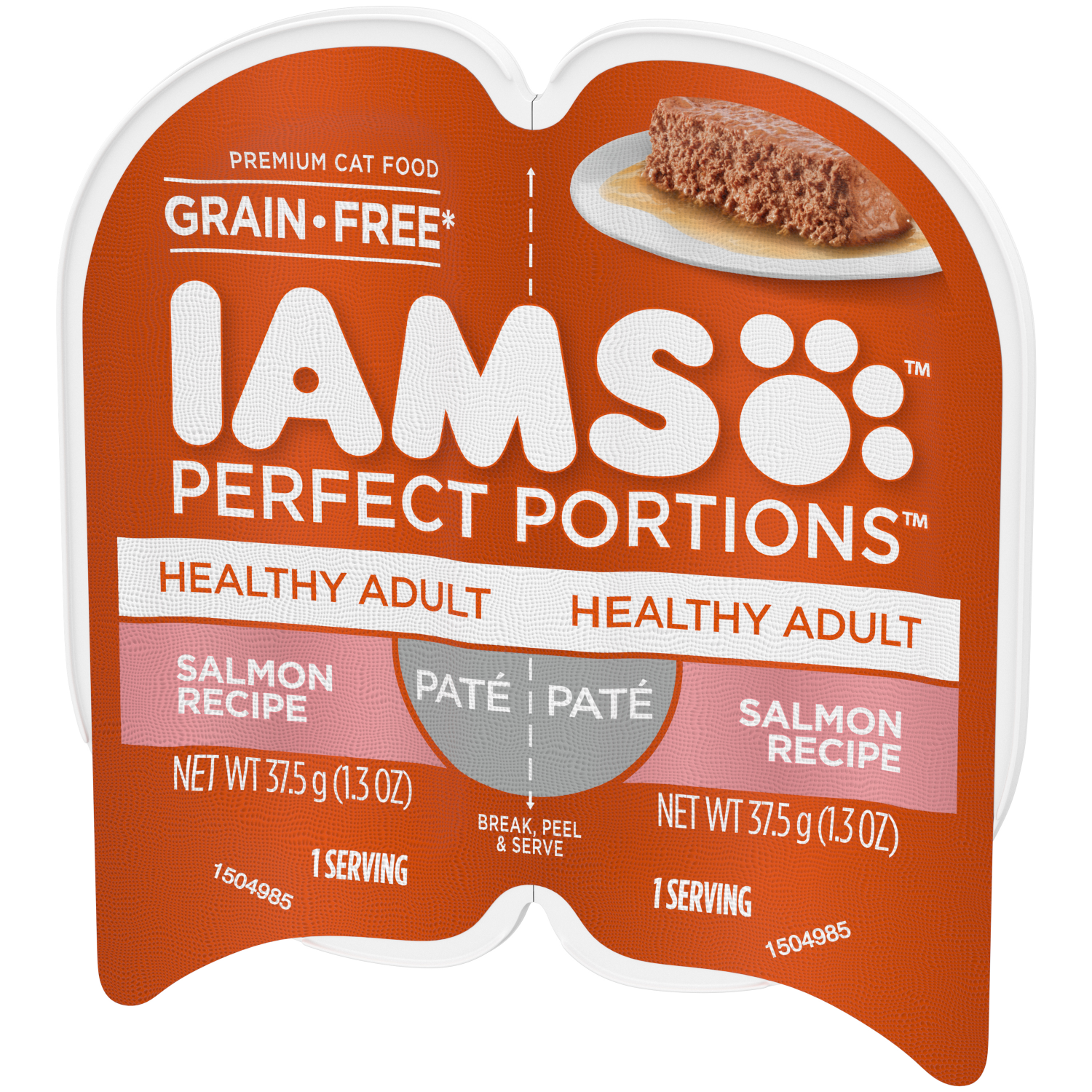 slide 5 of 8, IAMS Perfect Portions Healthy Adult Pate Grain Free Premium Salmon Recipe Cat Food Pack 2 - 1.32 oz Packs, 2 ct