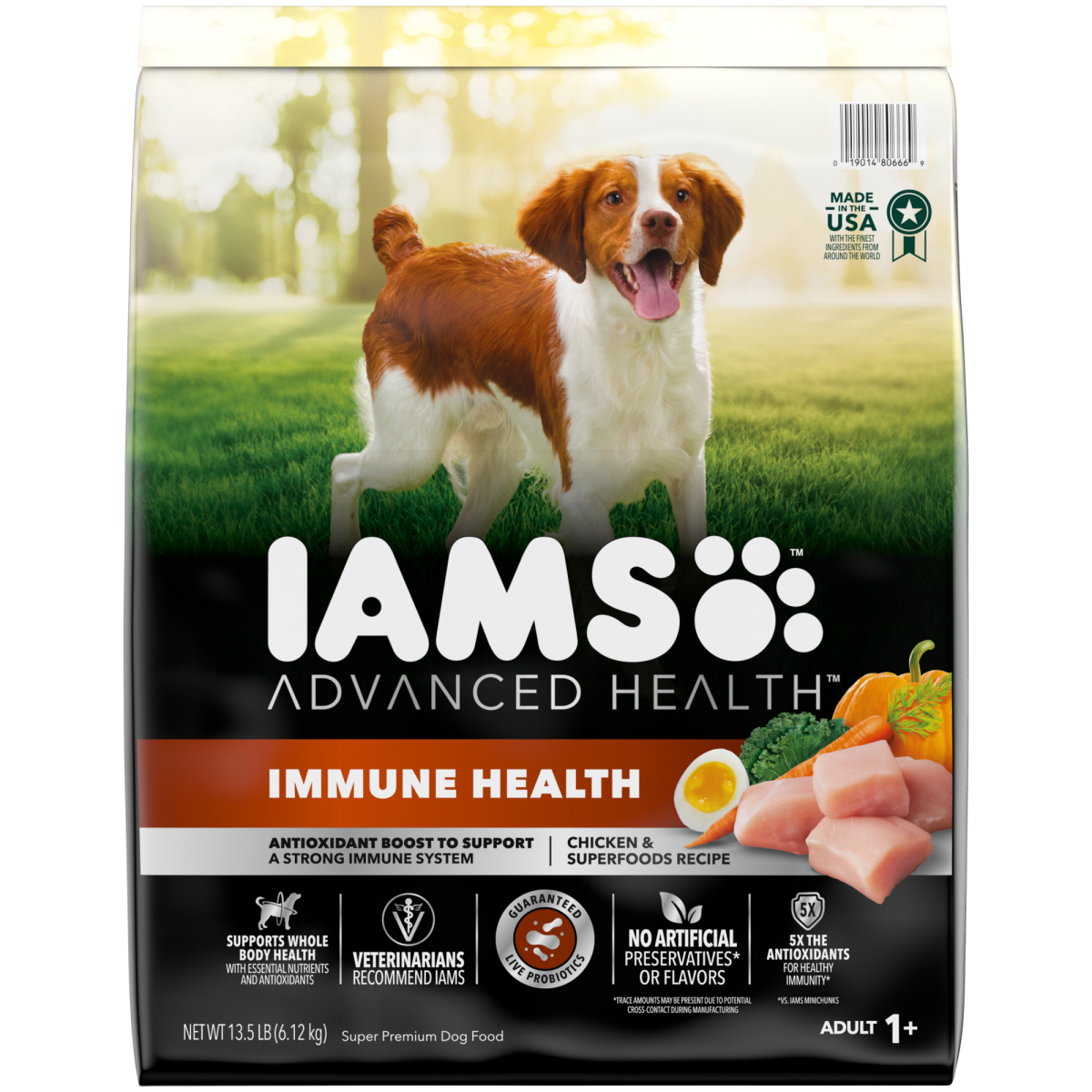 slide 1 of 29, IAMS Advanced Health Adult 1+ Immune Health Super Premium Chicken & Superfoods Recipe Dog Food 13.5 lb, 13.5 lb