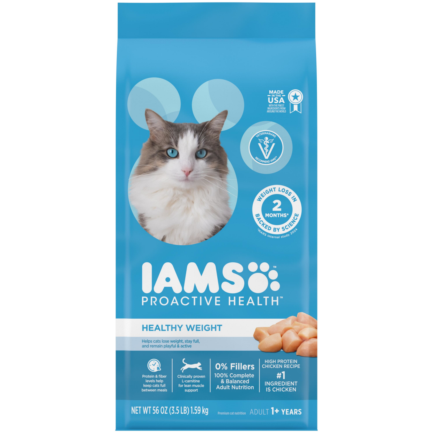 slide 1 of 5, Iams Proactive Health Healthy Weight Adult Dry Cat Food Chicken, 3.5 lb