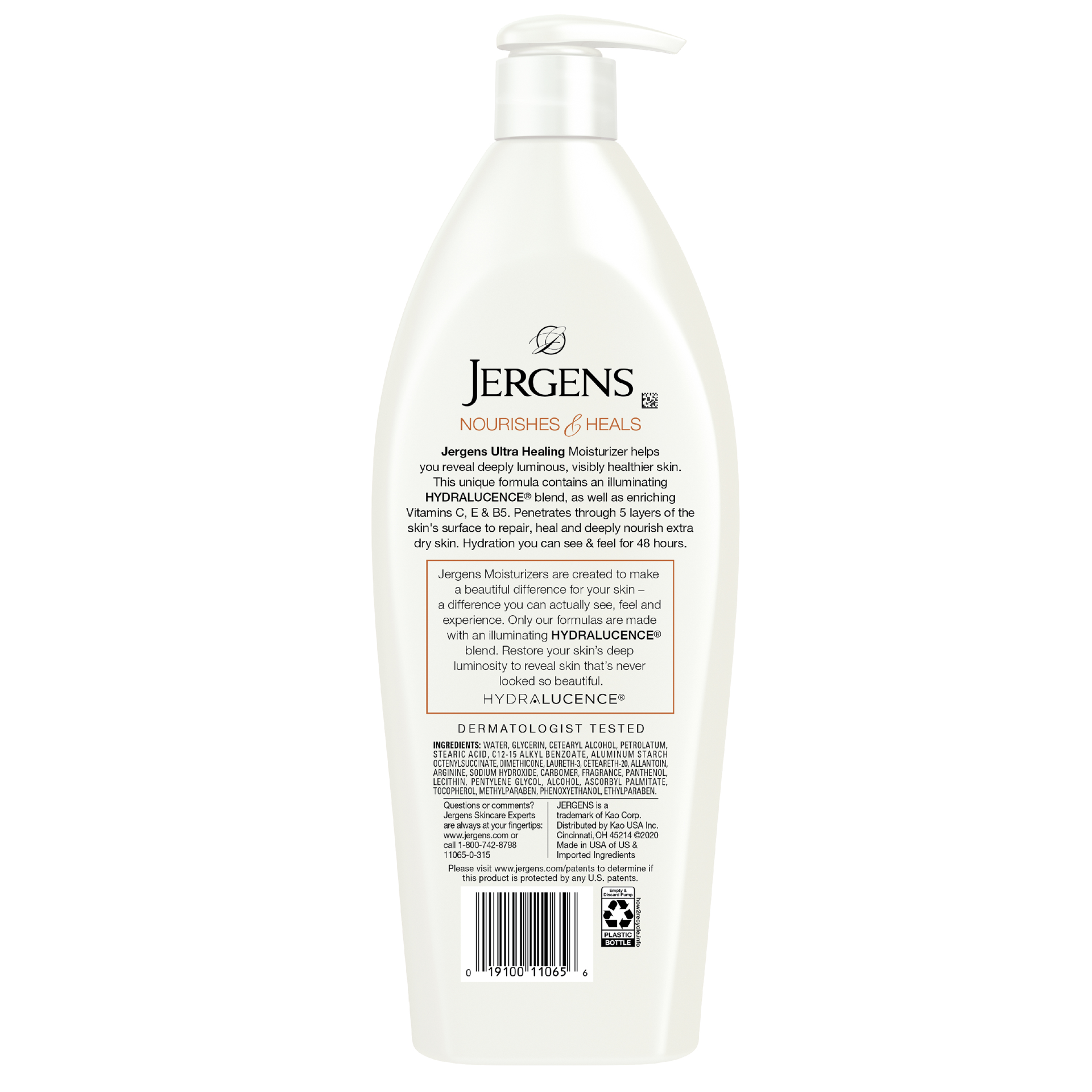 slide 5 of 5, Jergens Hand and Body Lotion, Dry Skin Moisturizer with Vitamins C,E, and B5, 25.5 fl oz