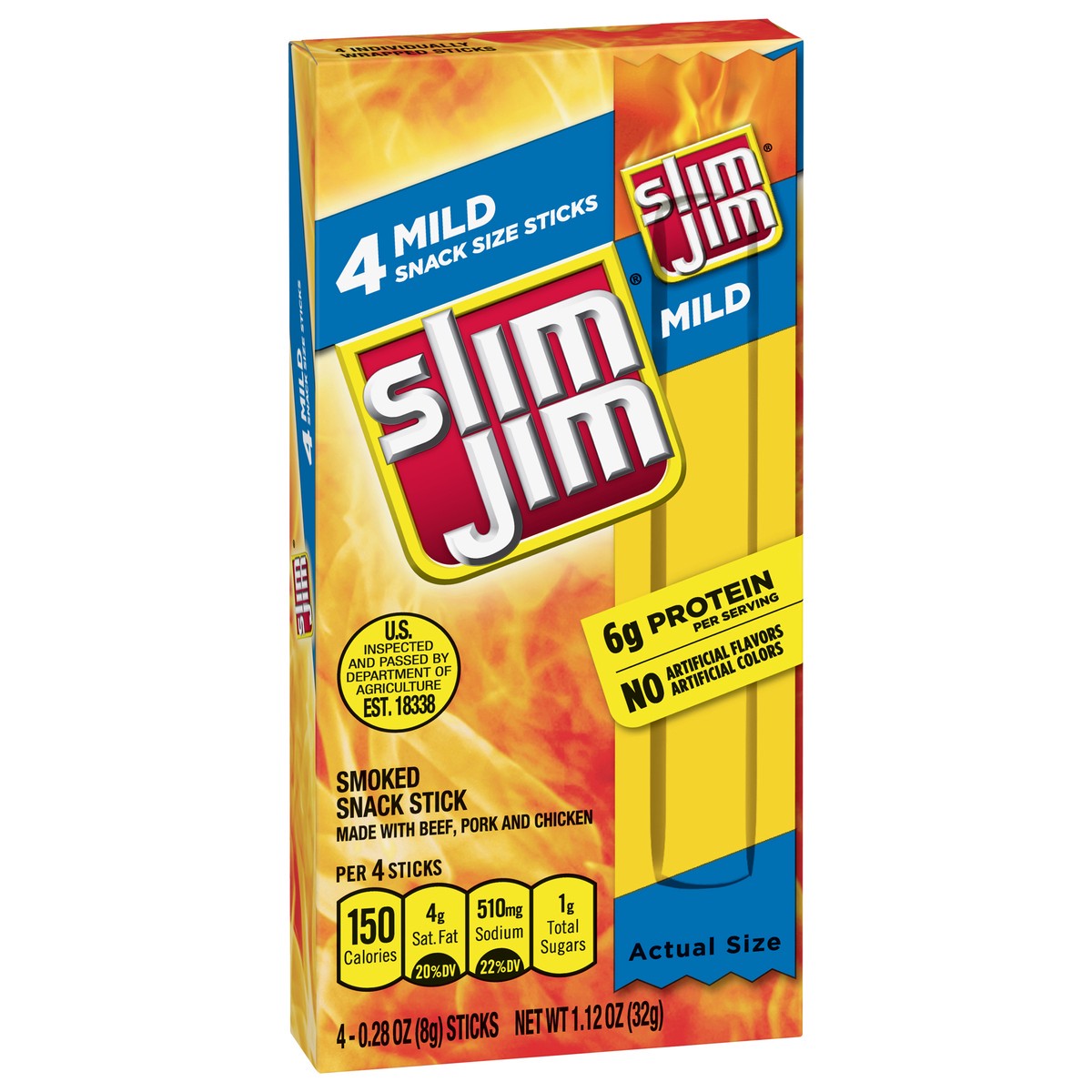 slide 7 of 9, Jim Slim Mild Smoked Snack Stick 4 - 0.28 oz Sticks, 4 ct