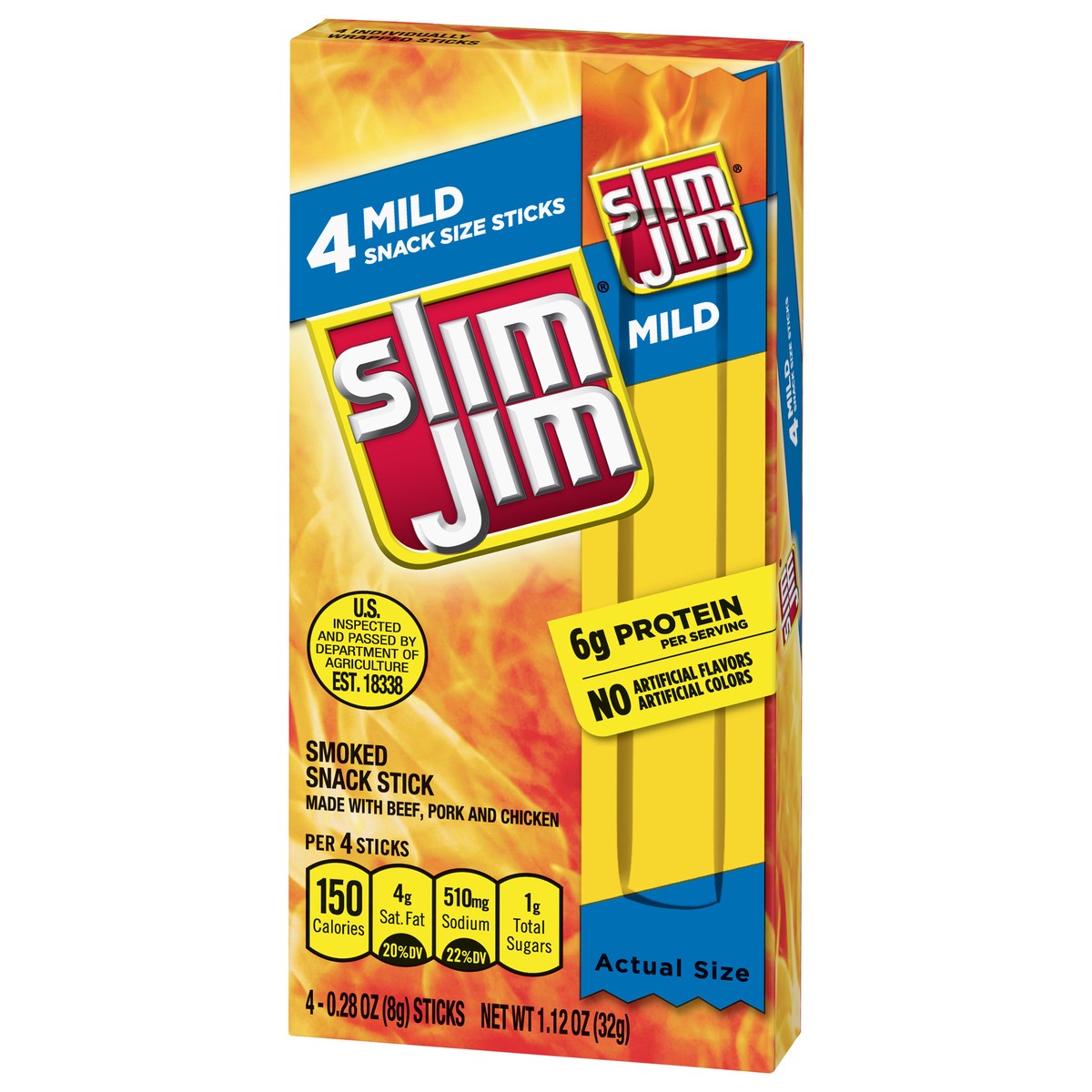 slide 4 of 9, Jim Slim Mild Smoked Snack Stick 4 - 0.28 oz Sticks, 4 ct