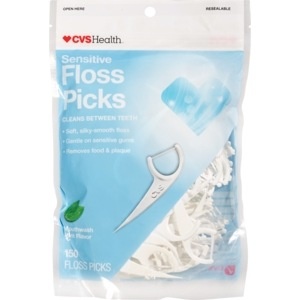 slide 1 of 1, CVS Health Sensitive Floss Picks, 150 ct