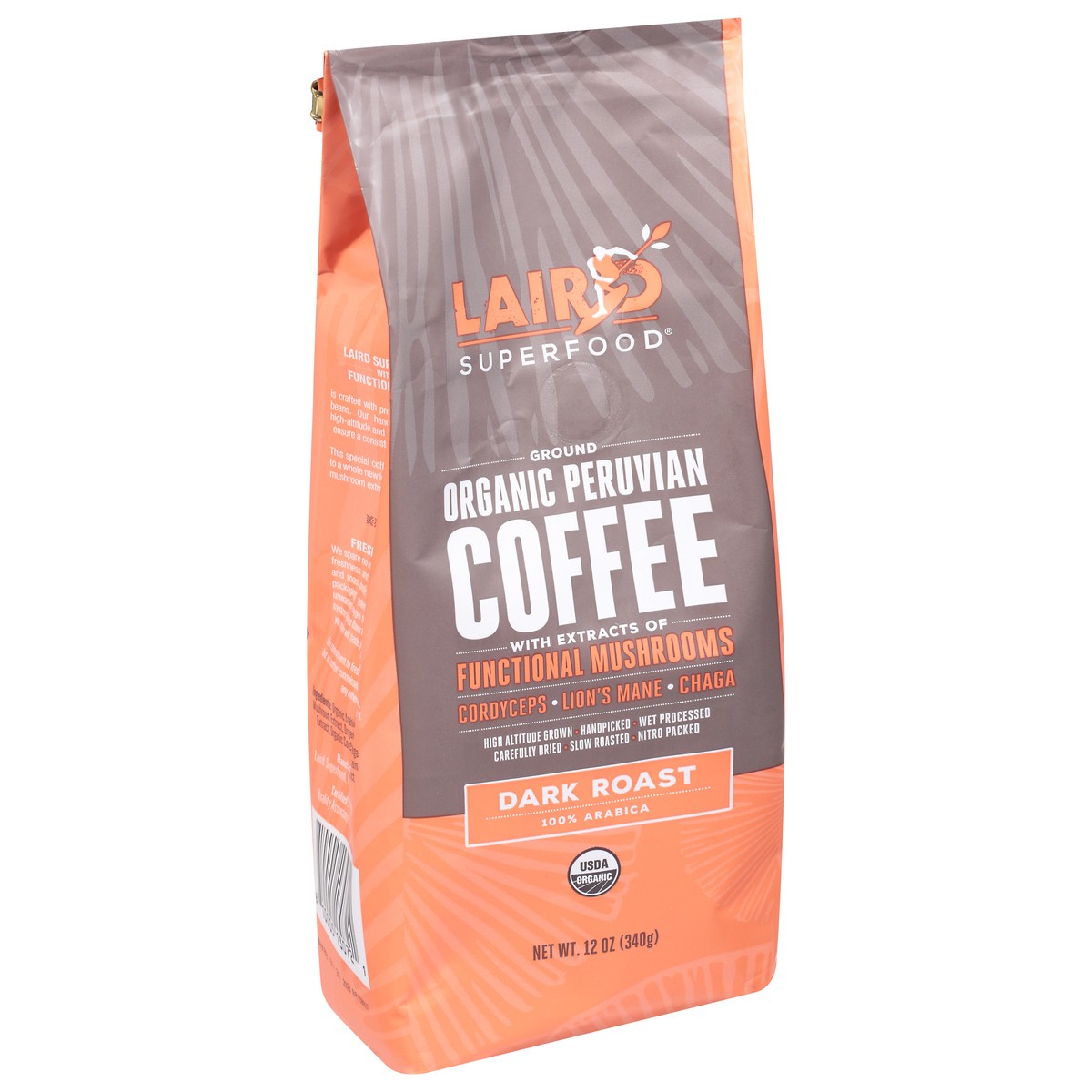 Laird Superfood Dark Roast Ground Organic Peruvian Coffee With ...