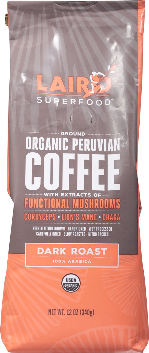 Laird Superfood Dark Roast Ground Organic Peruvian Coffee With ...