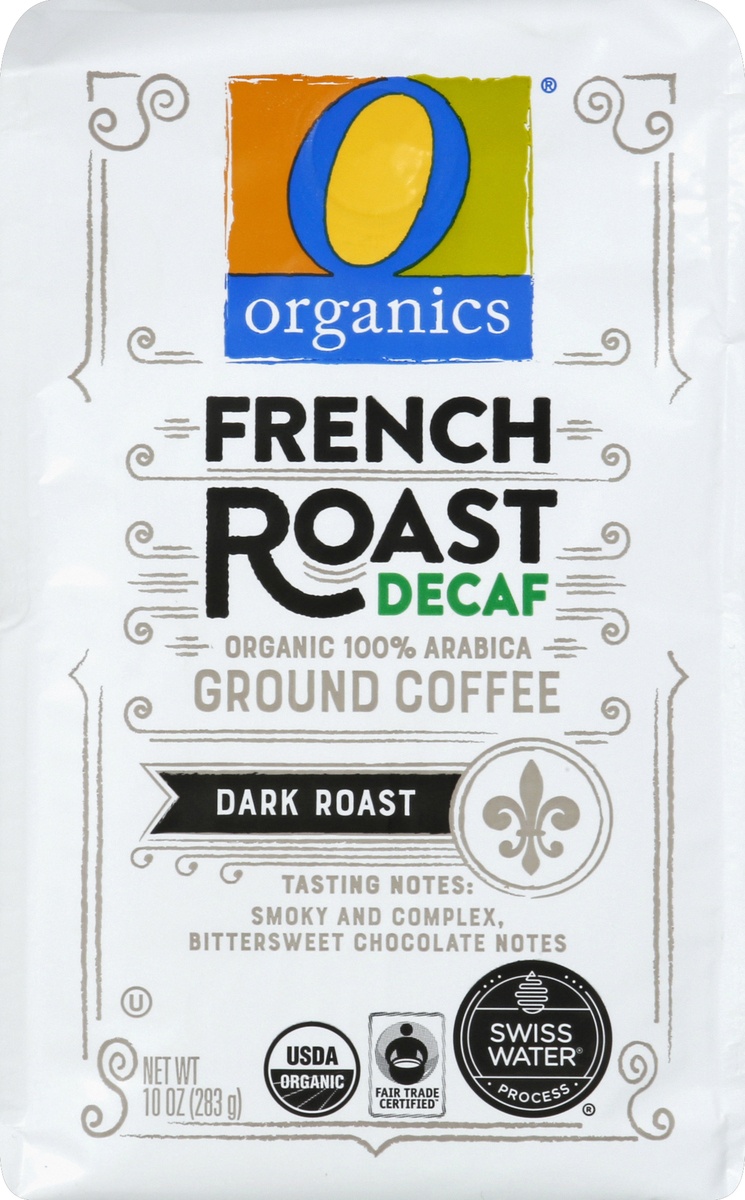 slide 4 of 7, O Organics Coffee Ground Dark Roast French Roast Decaf, 