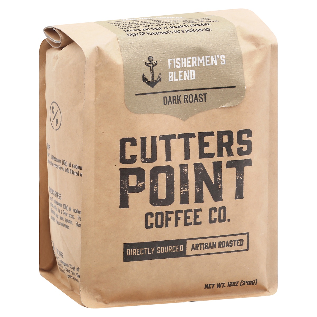 slide 9 of 9, Cutters Point Coffee Co. Fisherman's Blend Dark Roast Whole Bean Coffee, 12 oz