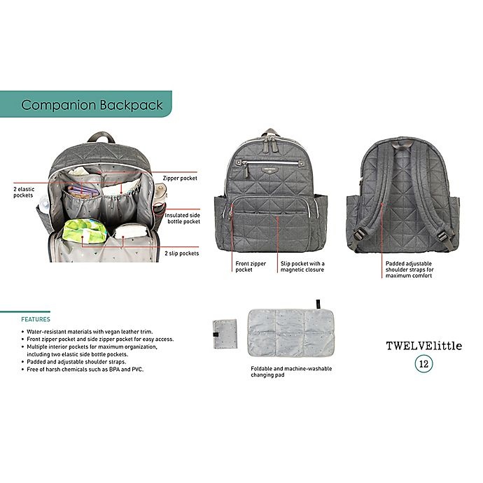 slide 6 of 6, TWELVElittle Companion Backpack Diaper Bag - Denim, 1 ct