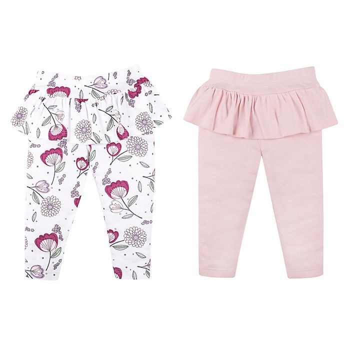 slide 1 of 5, Lamaze Newborn Pink and Floral Organic Cotton Pants, 2 ct