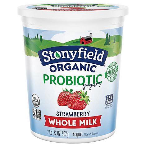slide 1 of 1, Stonyfield Organic Probiotic Yogurt Whole Milk Strawberry - 32 Oz, 32 oz