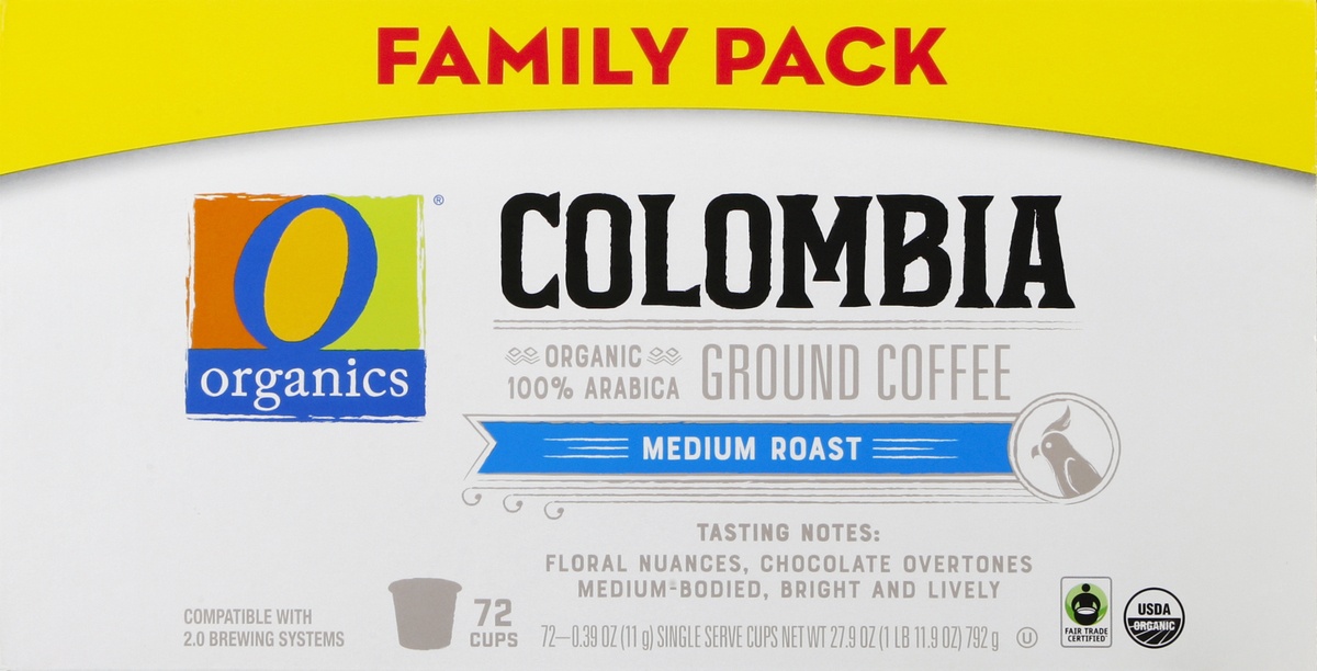 slide 2 of 4, O Orgnc Coffee Pods Colombia Med Roast, 72 ct